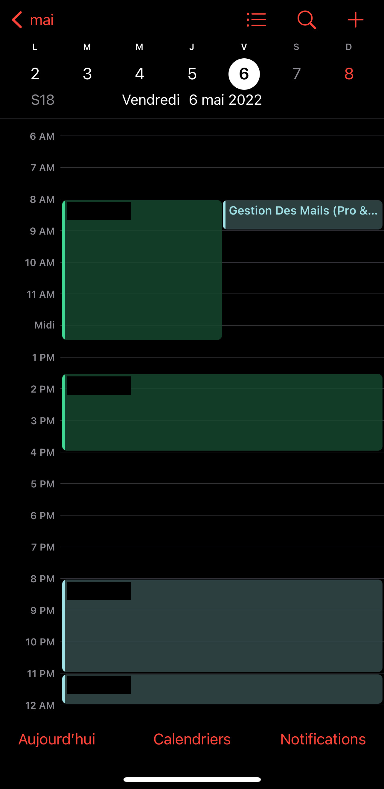 Capture d'écrans des calendriers